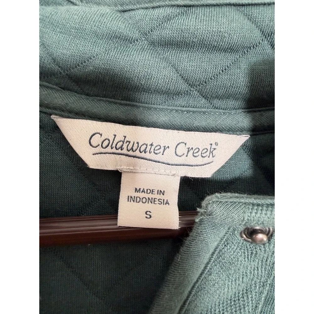 Coldwater Creek Quilted Jacket Women's Small Green Snap Front Lightweight Coat - Picture 5 of 10